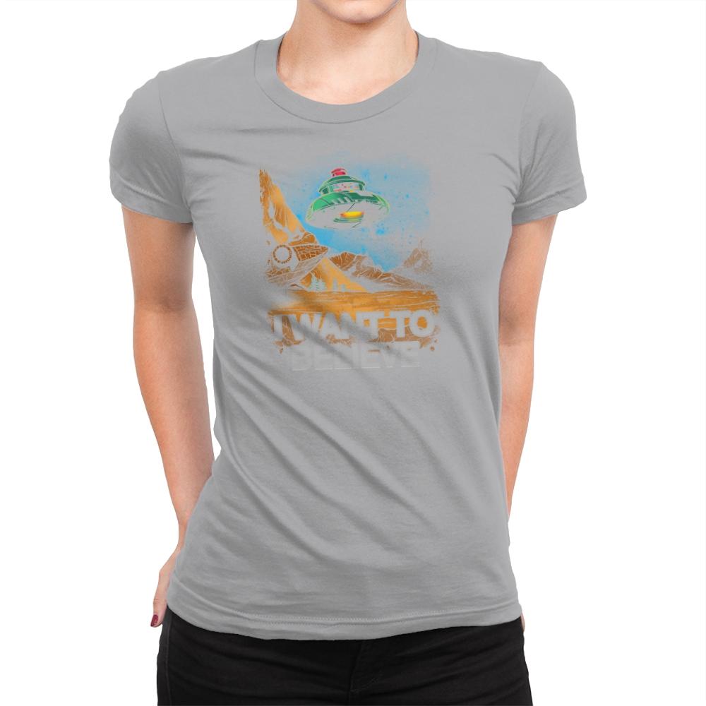 Believe In the Cosmos Exclusive - Womens Premium T-Shirts RIPT Apparel Small / Heather Grey