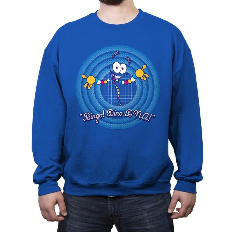 Bingo! Dino DNA! - Crew Neck Sweatshirt Crew Neck Sweatshirt RIPT Apparel Small / Royal