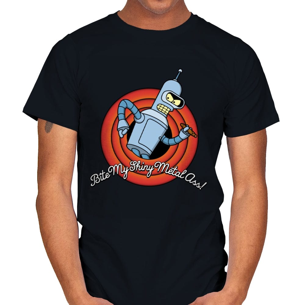 Bite My Shiny Metal Ass, Folks! - Mens T-Shirts RIPT Apparel Small / Black