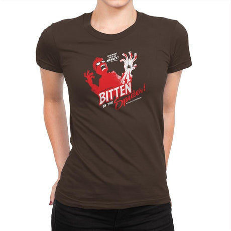 Bitten by the Spider Exclusive - Womens Premium T-Shirts RIPT Apparel Small / Dark Chocolate
