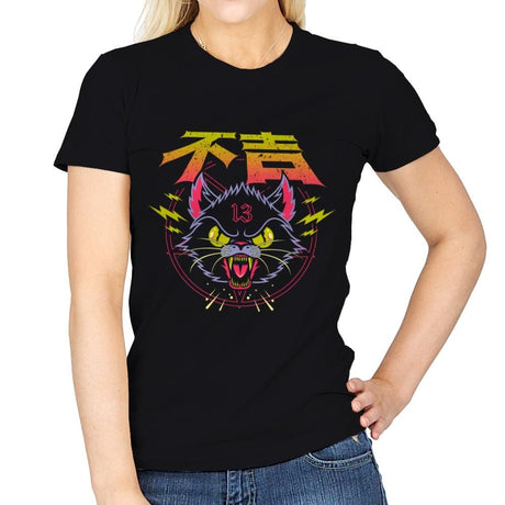 Black Cat - Womens T-Shirts RIPT Apparel Small / Black