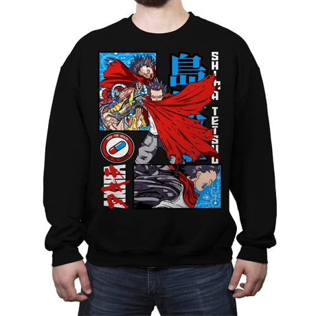 Blue Pill Tetsuo  - Crew Neck Sweatshirt Crew Neck Sweatshirt RIPT Apparel Small / Black