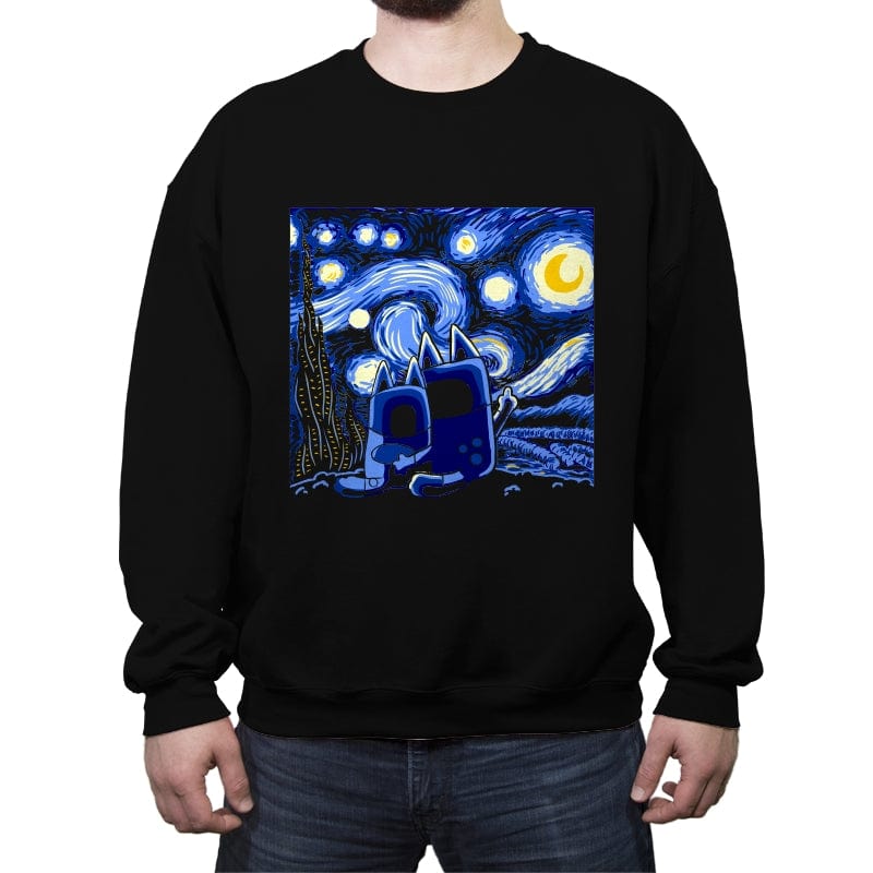 Bluey, Bluey Night - Crew Neck Sweatshirt Crew Neck Sweatshirt RIPT Apparel Small / Black