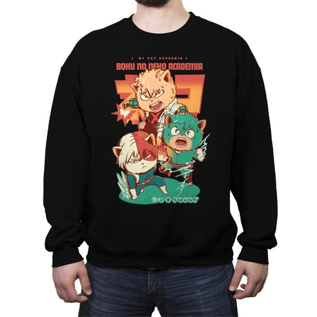 Boku No Neko Academia - Crew Neck Sweatshirt Crew Neck Sweatshirt RIPT Apparel Small / Black