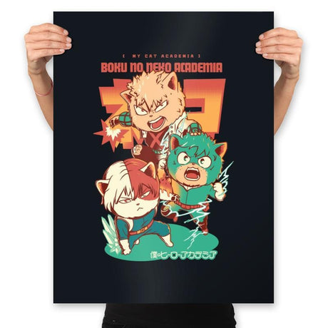 Boku No Neko Academia - Prints Posters RIPT Apparel 18x24 / Black