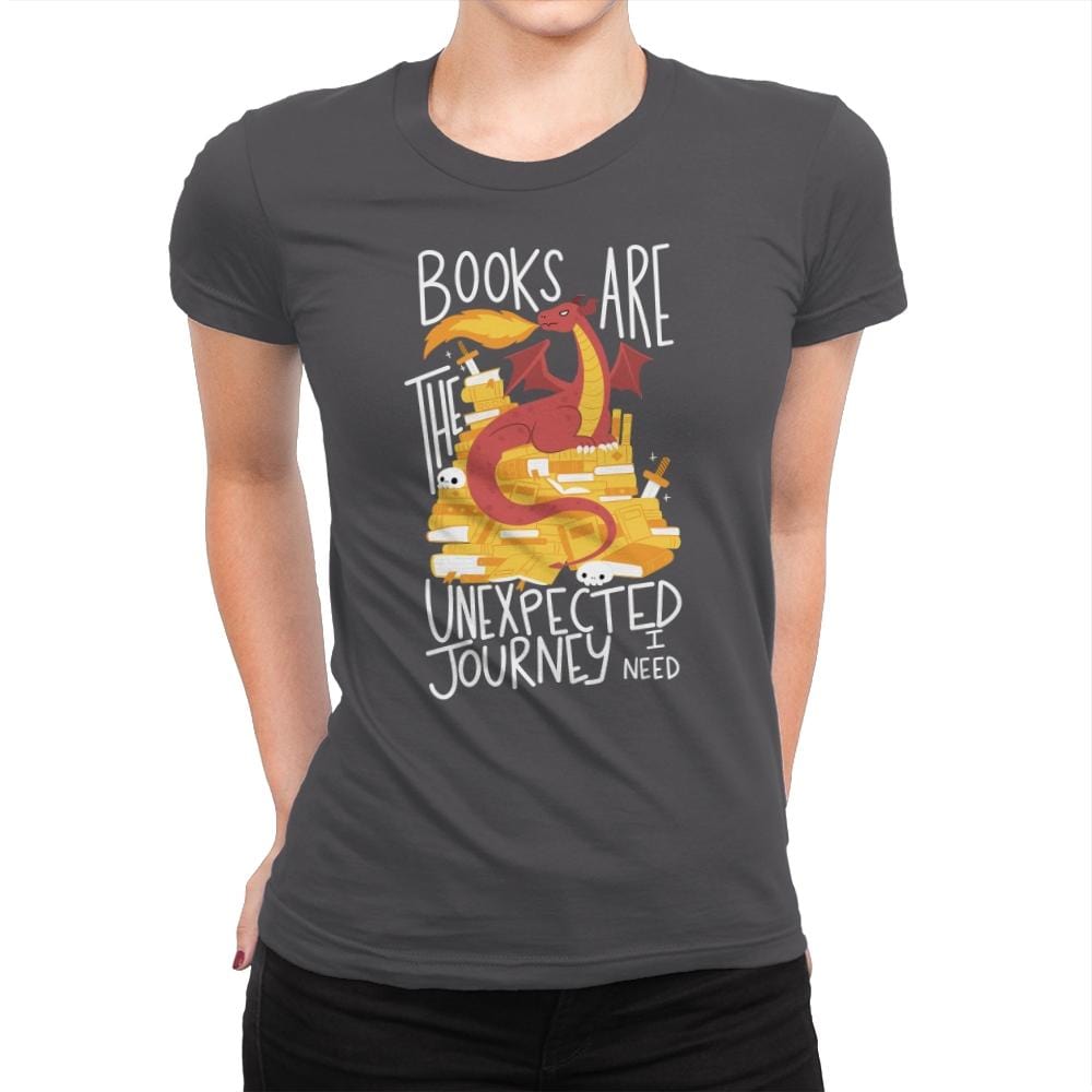 Book Dragon - Womens Premium T-Shirts RIPT Apparel Small / Heavy Metal