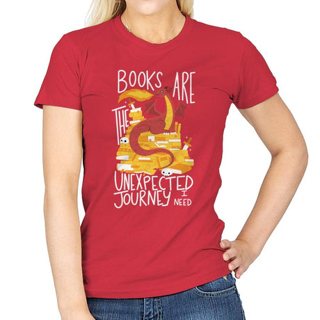 Book Dragon - Womens T-Shirts RIPT Apparel Small / Red