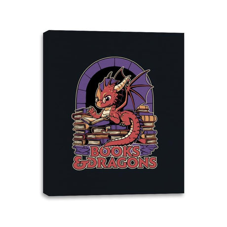 Books and Dragons - Canvas Wraps Canvas Wraps RIPT Apparel 11x14 / Black