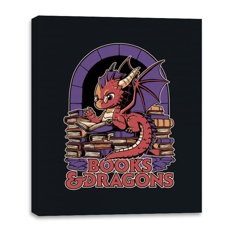 Books and Dragons - Canvas Wraps Canvas Wraps RIPT Apparel 16x20 / Black