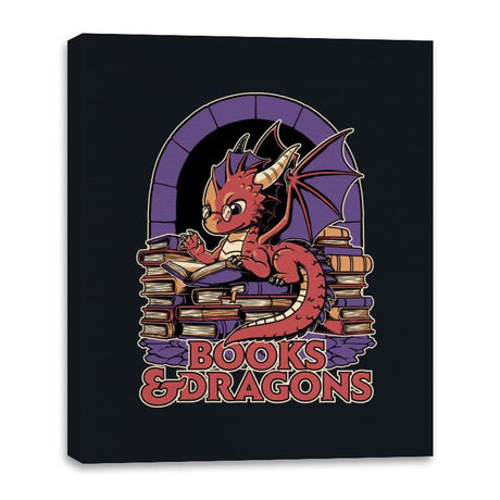 Books and Dragons - Canvas Wraps Canvas Wraps RIPT Apparel 16x20 / Black