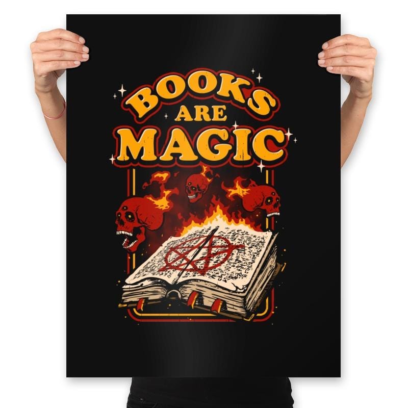 Books Are Magic - Prints Posters RIPT Apparel 18x24 / Black