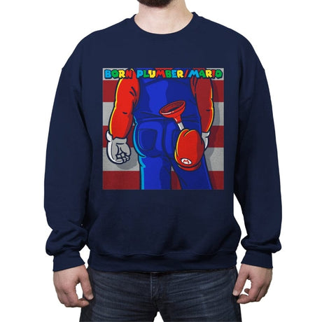 Born Plumber - Crew Neck Sweatshirt Crew Neck Sweatshirt RIPT Apparel Small / Navy
