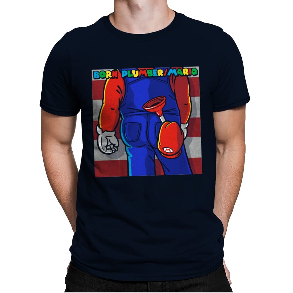 Born Plumber - Mens Premium T-Shirts RIPT Apparel Small / Midnight Navy