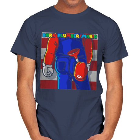Born Plumber - Mens T-Shirts RIPT Apparel Small / Navy
