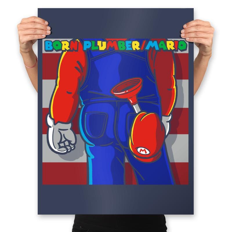 Born Plumber - Prints Posters RIPT Apparel 18x24 / Navy