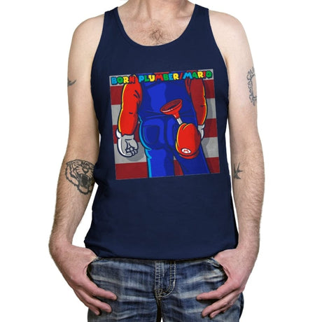 Born Plumber - Tanktop Tanktop RIPT Apparel X-Small / Navy