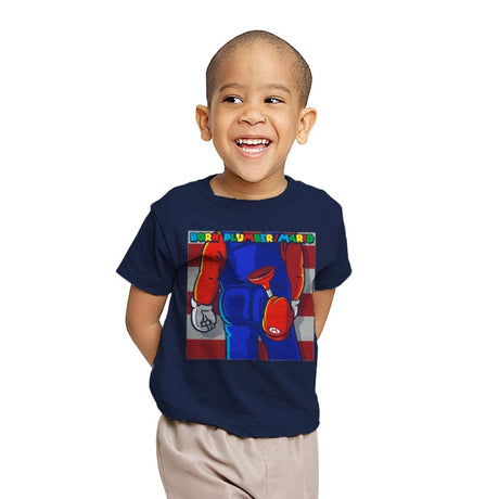 Born Plumber - Youth T-Shirts RIPT Apparel X-small / Navy
