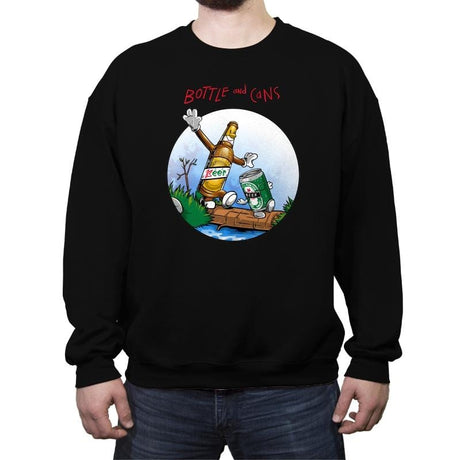 Bottle and Cans - Crew Neck Sweatshirt Crew Neck Sweatshirt RIPT Apparel Small / Black