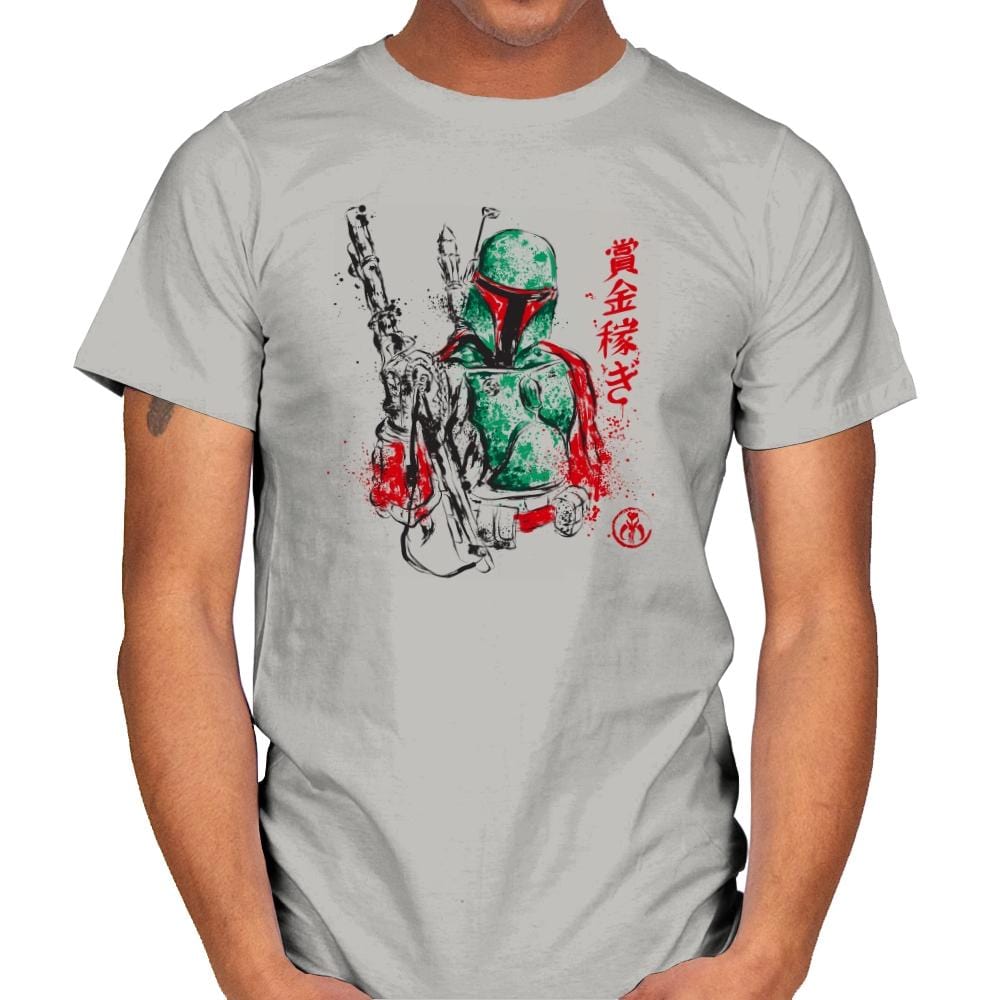 Bounty Hunter - Sumi Ink Wars - Mens T-Shirts RIPT Apparel Small / Ice Grey