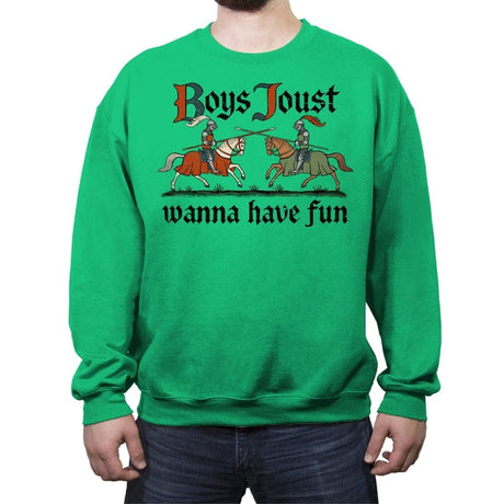 Boys Joust Wanna Have Fun - Crew Neck Sweatshirt Crew Neck Sweatshirt RIPT Apparel Small / Irish Green