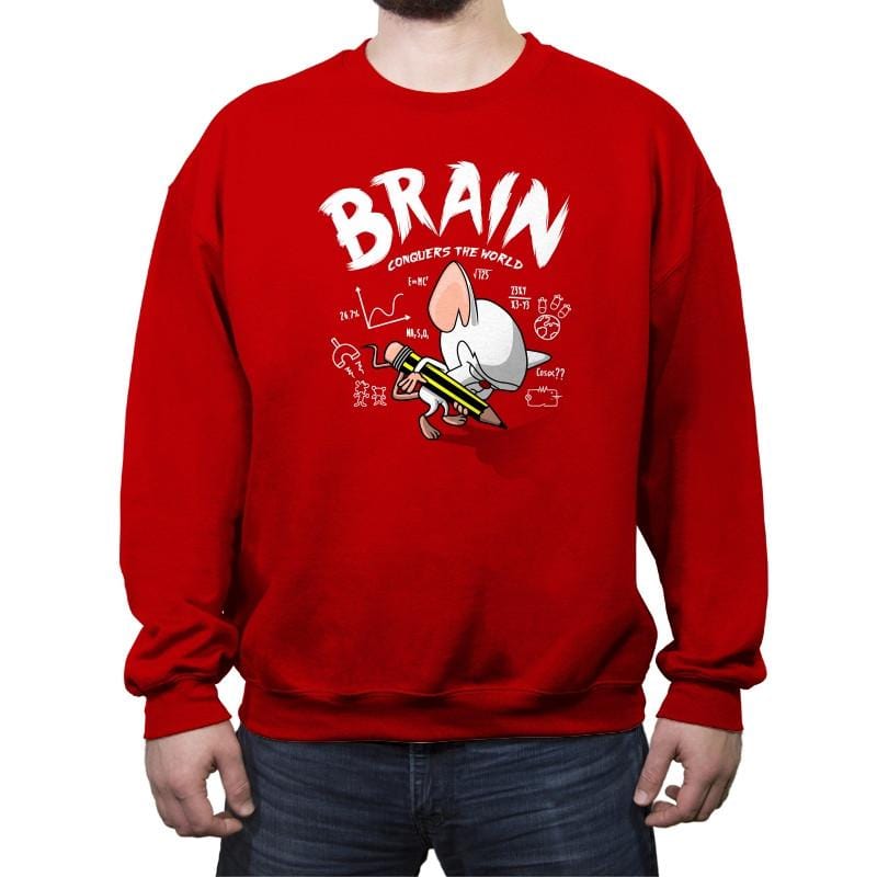 Brain Conquers The World! - Crew Neck Sweatshirt Crew Neck Sweatshirt RIPT Apparel