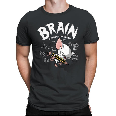 Brain Conquers The World! - Raffitees - Mens Premium T-Shirts RIPT Apparel Small / Heavy Metal
