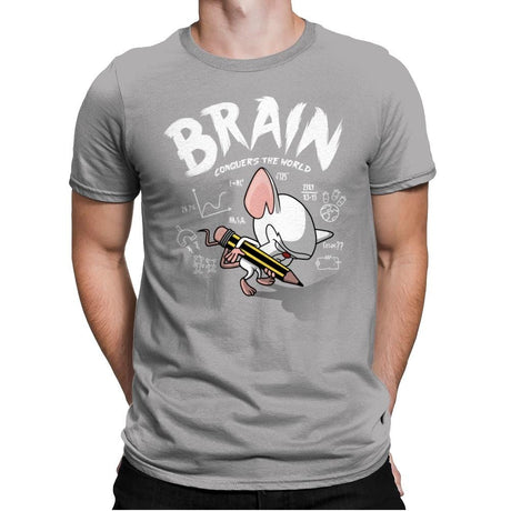 Brain Conquers The World! - Raffitees - Mens Premium T-Shirts RIPT Apparel Small / Light Grey