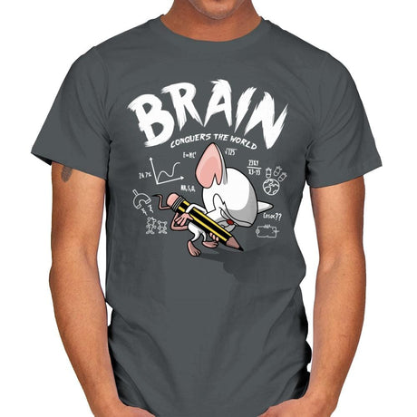 Brain Conquers The World! - Raffitees - Mens T-Shirts RIPT Apparel Small / Charcoal