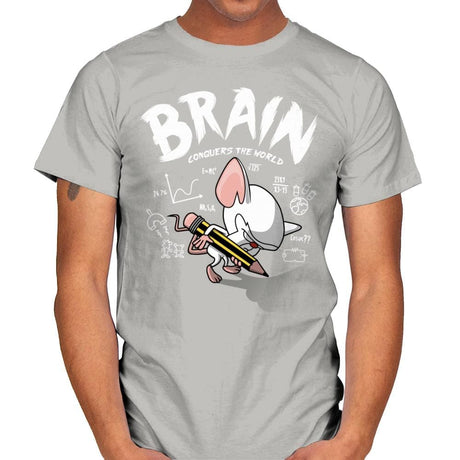Brain Conquers The World! - Raffitees - Mens T-Shirts RIPT Apparel Small / Ice Grey