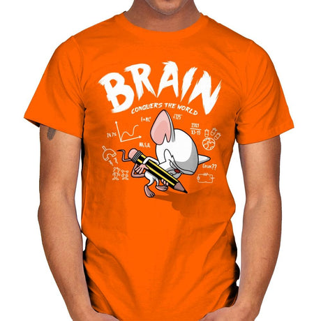 Brain Conquers The World! - Raffitees - Mens T-Shirts RIPT Apparel Small / Orange