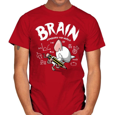 Brain Conquers The World! - Raffitees - Mens T-Shirts RIPT Apparel Small / Red
