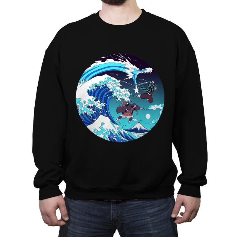 Breath of the Great Wave - Crew Neck Sweatshirt Crew Neck Sweatshirt RIPT Apparel Small / Black