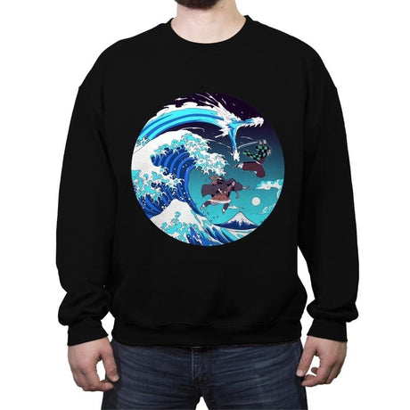 Breath of the Great Wave - Crew Neck Sweatshirt Crew Neck Sweatshirt RIPT Apparel Small / Black