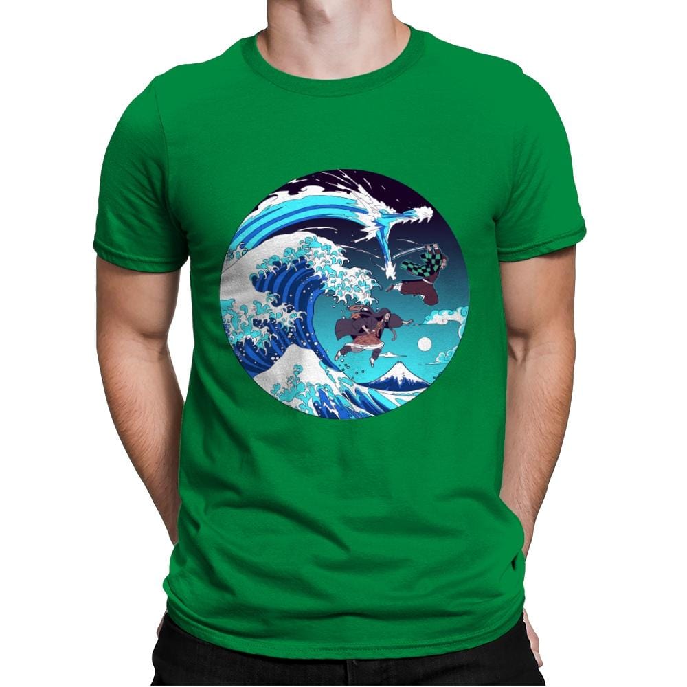 Breath of the Great Wave - Mens Premium T-Shirts RIPT Apparel Small / Kelly Green