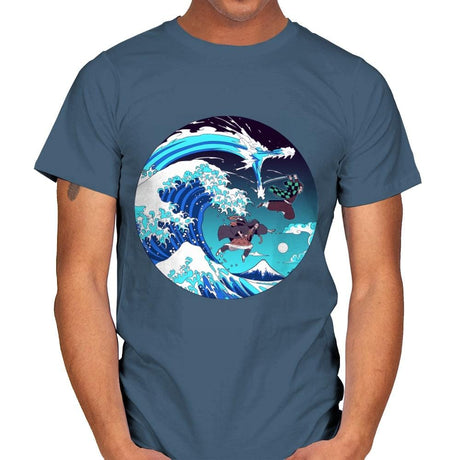 Breath of the Great Wave - Mens T-Shirts RIPT Apparel Small / Indigo Blue