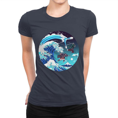 Breath of the Great Wave - Womens Premium T-Shirts RIPT Apparel Small / Indigo