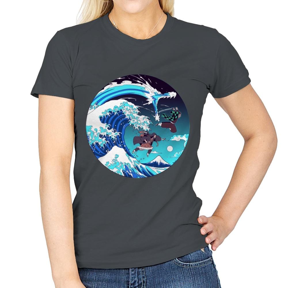 Breath of the Great Wave - Womens T-Shirts RIPT Apparel Small / Charcoal