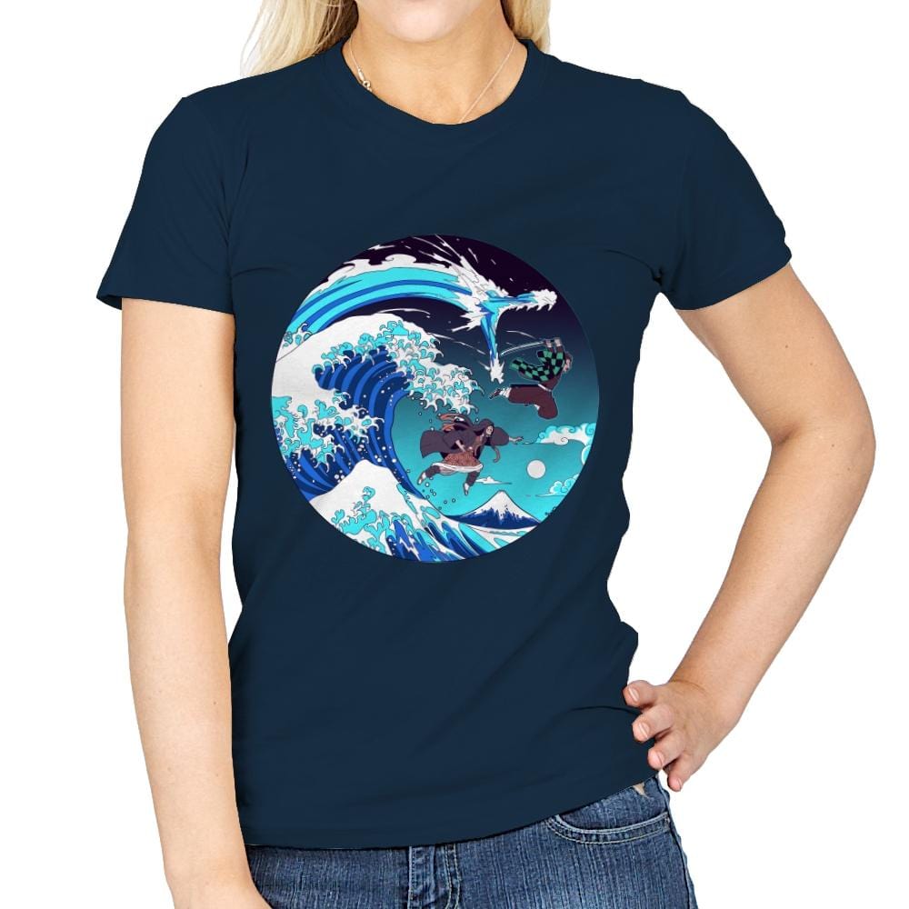 Breath of the Great Wave - Womens T-Shirts RIPT Apparel Small / Navy