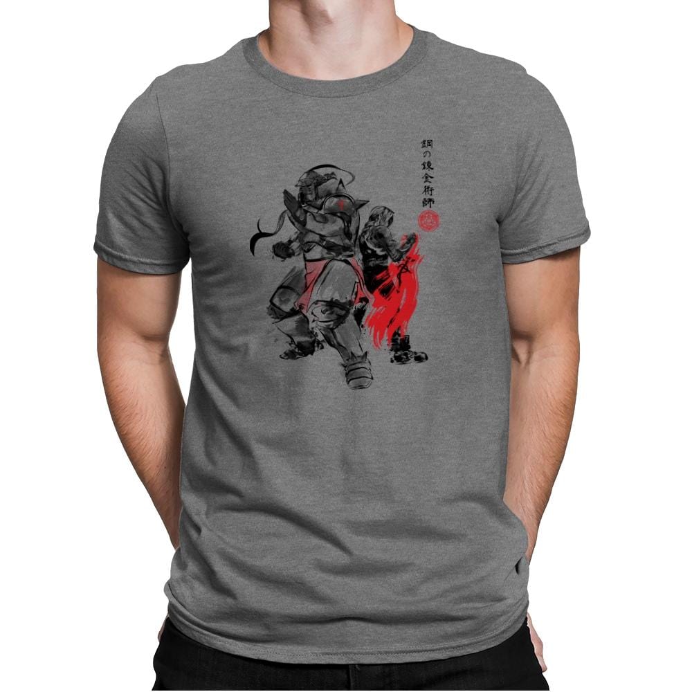 Brotherhood Sumi-E - Sumi Ink Wars - Mens Premium T-Shirts RIPT Apparel Small / Heather Grey