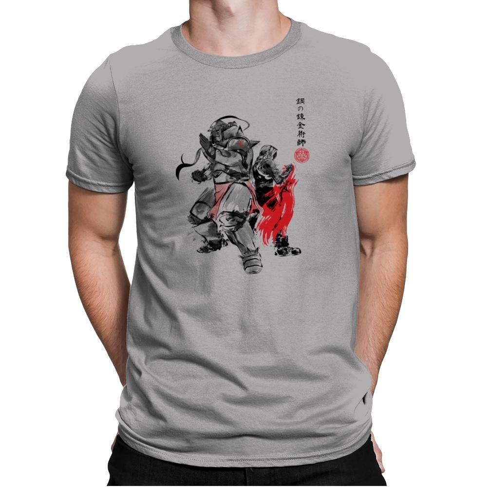 Brotherhood Sumi-E - Sumi Ink Wars - Mens Premium T-Shirts RIPT Apparel Small / Light Grey
