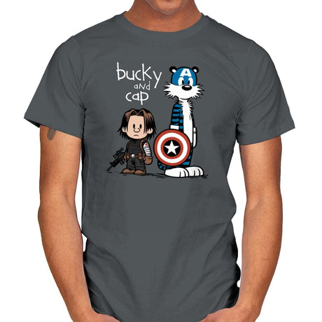 Bucky and Cap - Mens T-Shirts RIPT Apparel Small / Charcoal