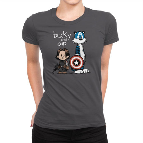 Bucky and Cap - Womens Premium T-Shirts RIPT Apparel Small / Heavy Metal