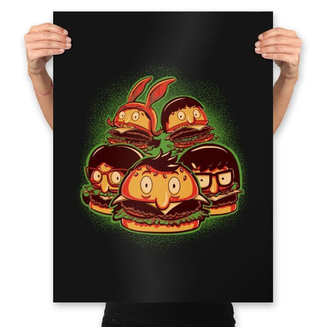 Burger Family - Prints Posters RIPT Apparel 18x24 / Black