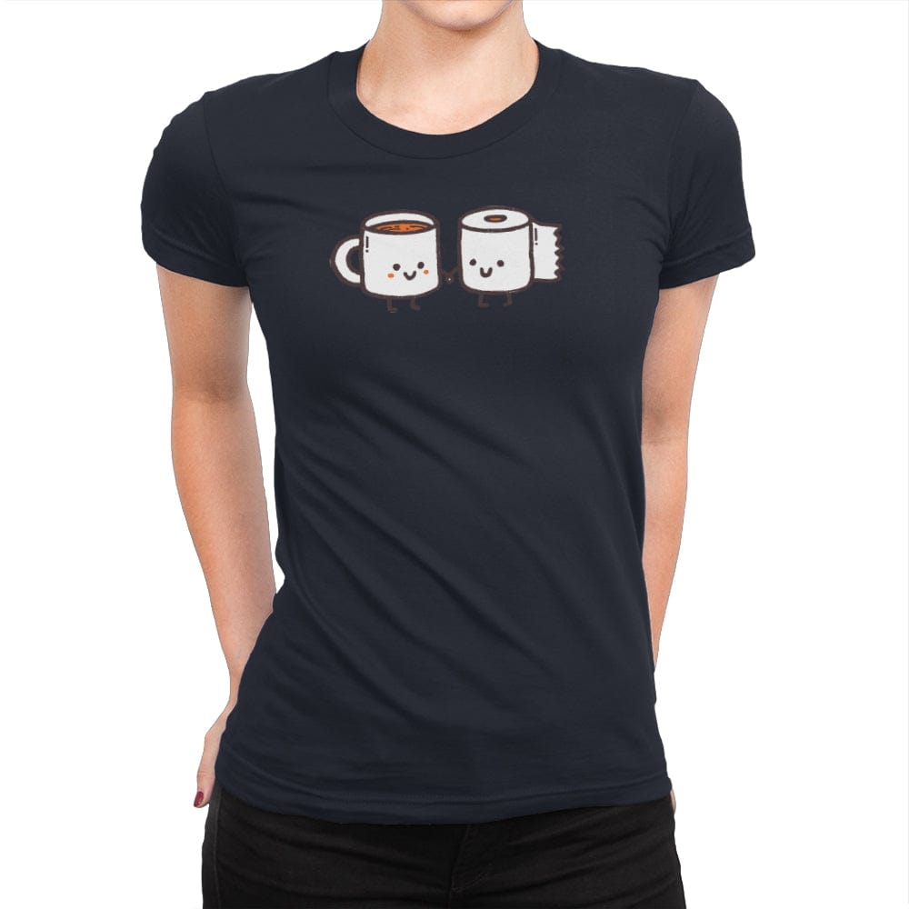 But First Coffee - Womens Premium T-Shirts RIPT Apparel Small / Midnight Navy