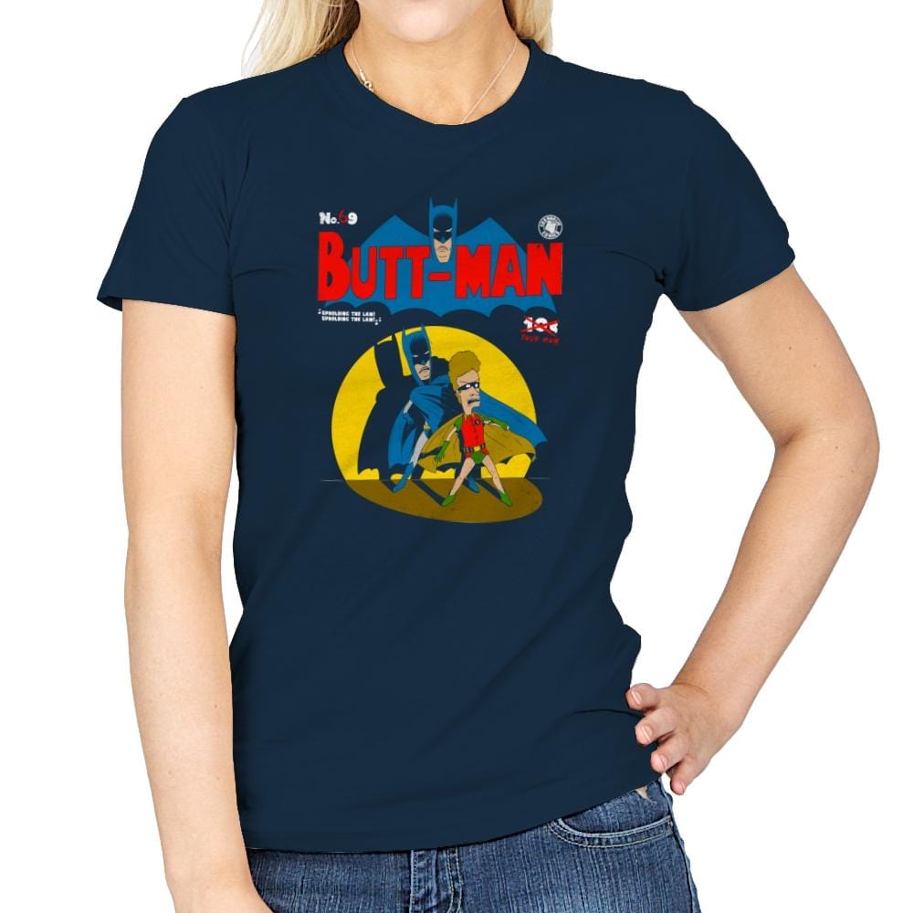 Butt-Man Exclusive - Womens T-Shirts RIPT Apparel Small / Navy