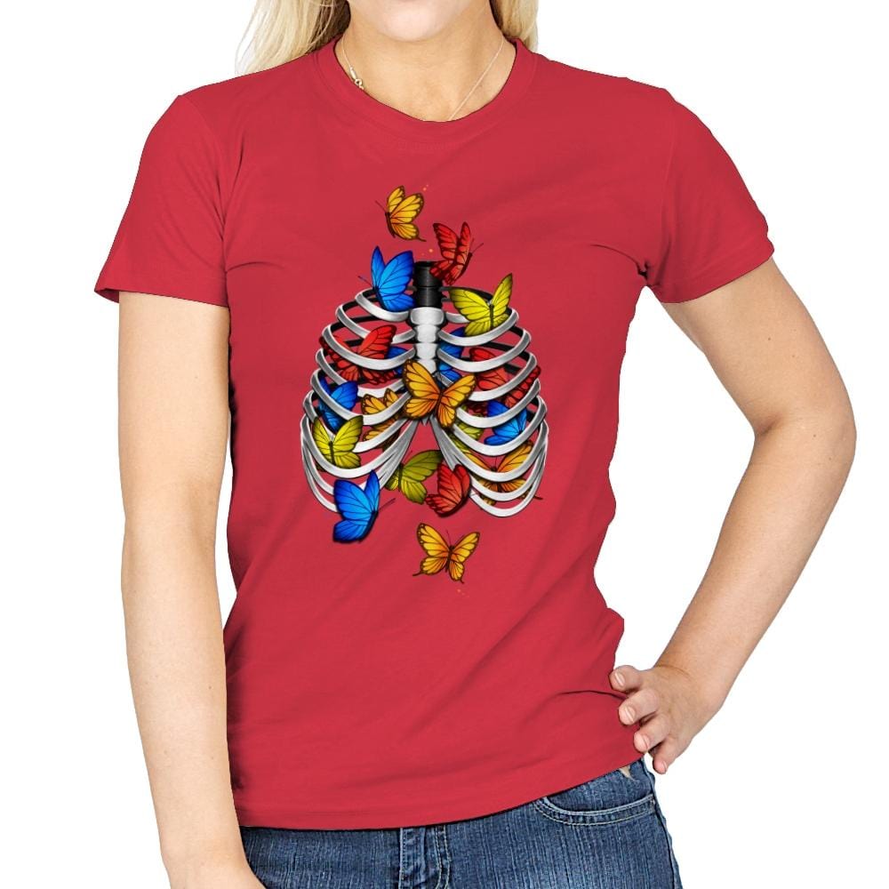 Butterflies In My Stomach - Womens T-Shirts RIPT Apparel Small / Red