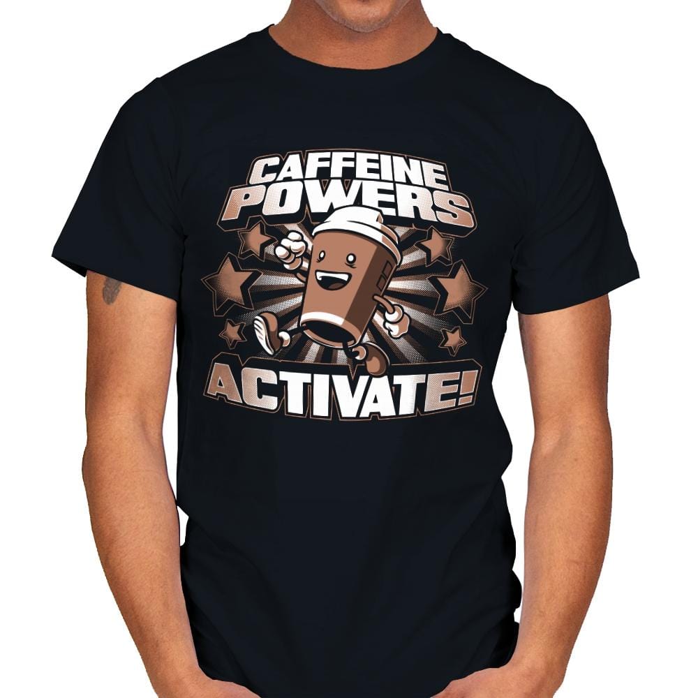 Caffeine Powers... Activate! - Mens T-Shirts RIPT Apparel Small / Black
