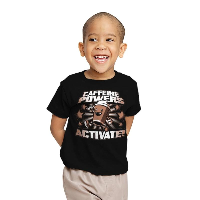 Caffeine Powers... Activate! - Youth T-Shirts RIPT Apparel X-small / Black
