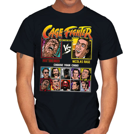 Cage Fighter - Retro Fighter Series - Mens T-Shirts RIPT Apparel Small / Black