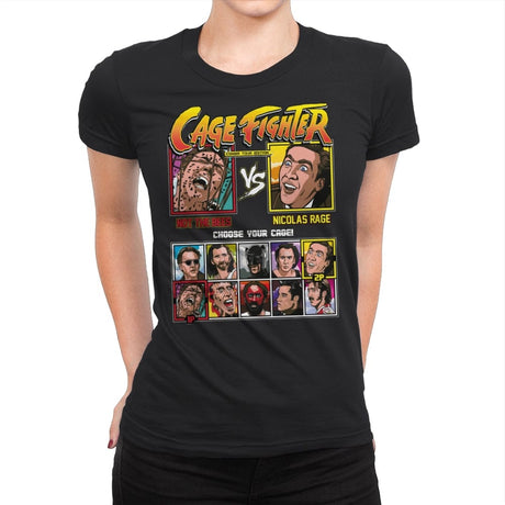 Cage Fighter - Retro Fighter Series - Womens Premium T-Shirts RIPT Apparel Small / Black